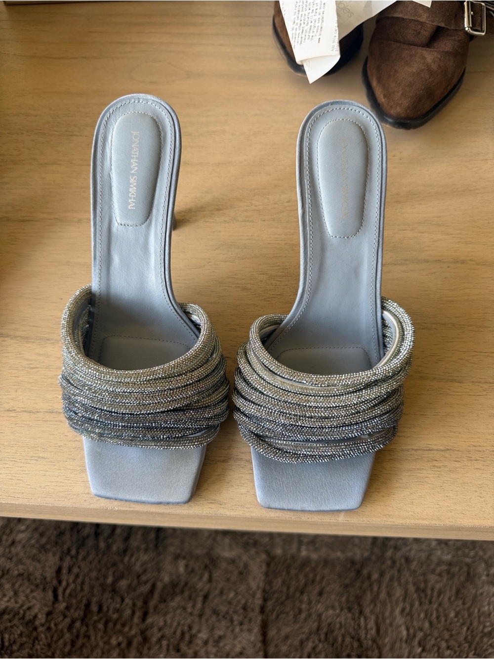 Jonathan Simkhai Sky Blue Crystal Heels